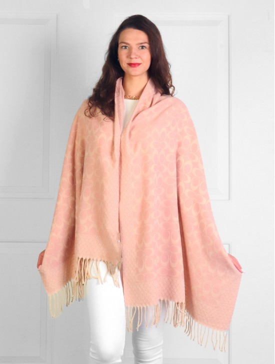 Cashmere Feeling Double C Scarf with Fringes